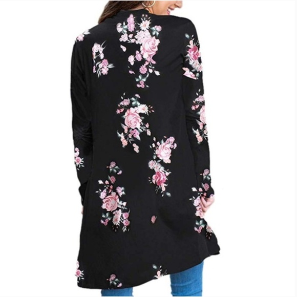 Floral Long Kimono Cardigan Long Sleeve - Picture 3 of 4